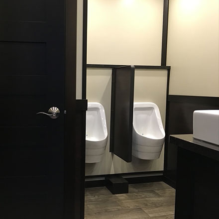 Long Term Restroom Trailer Rentals With Infrared No-Touch Flushing Toilets & Urinals