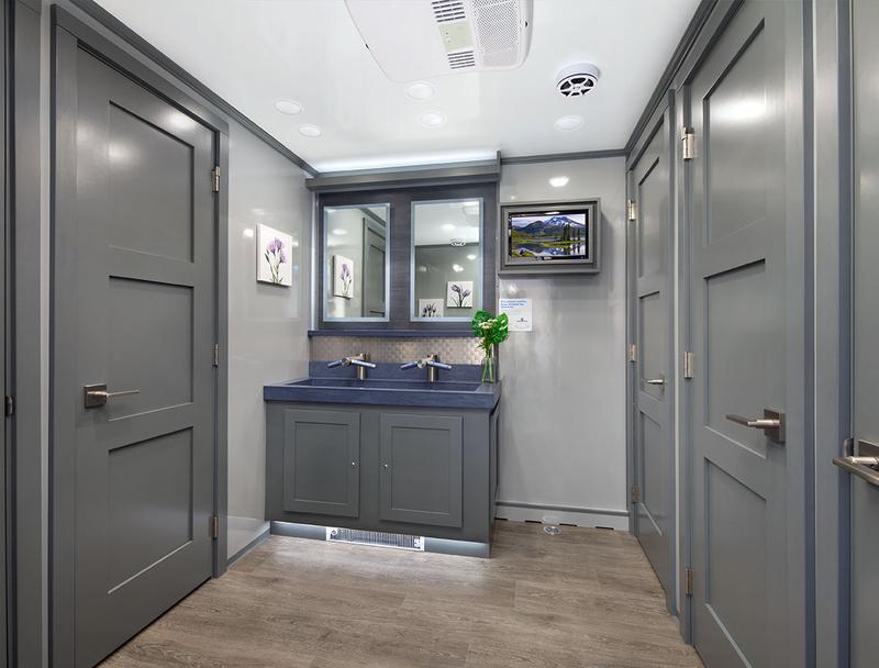 Interior of Long Term Bathroom Trailer Rental